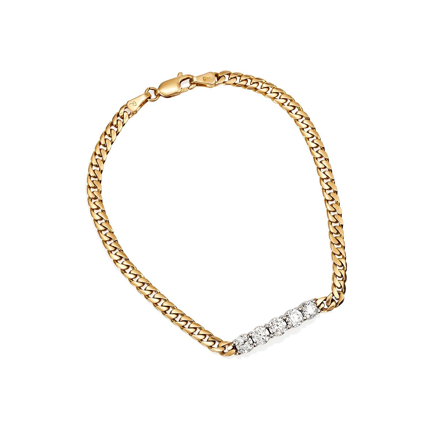 Five little friends in a row diamond chain bracelet