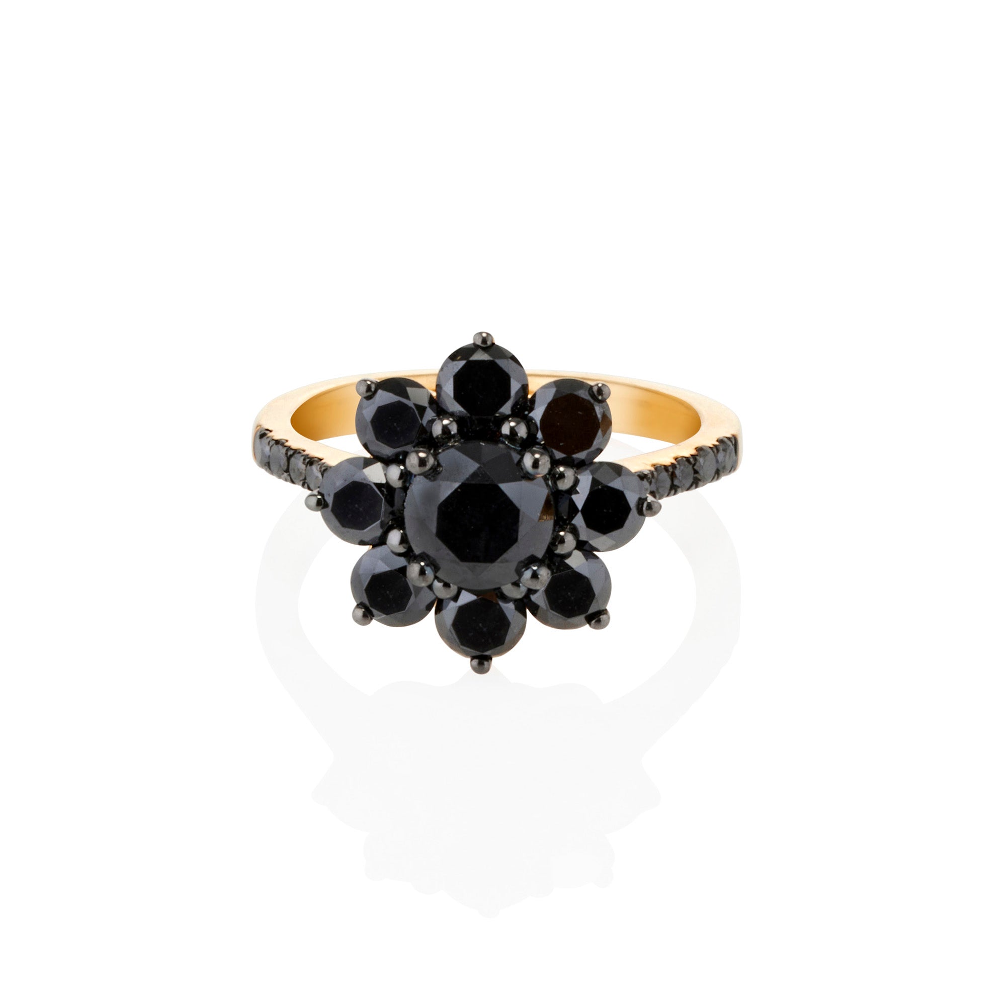 Black Diamond Sunflower Ring