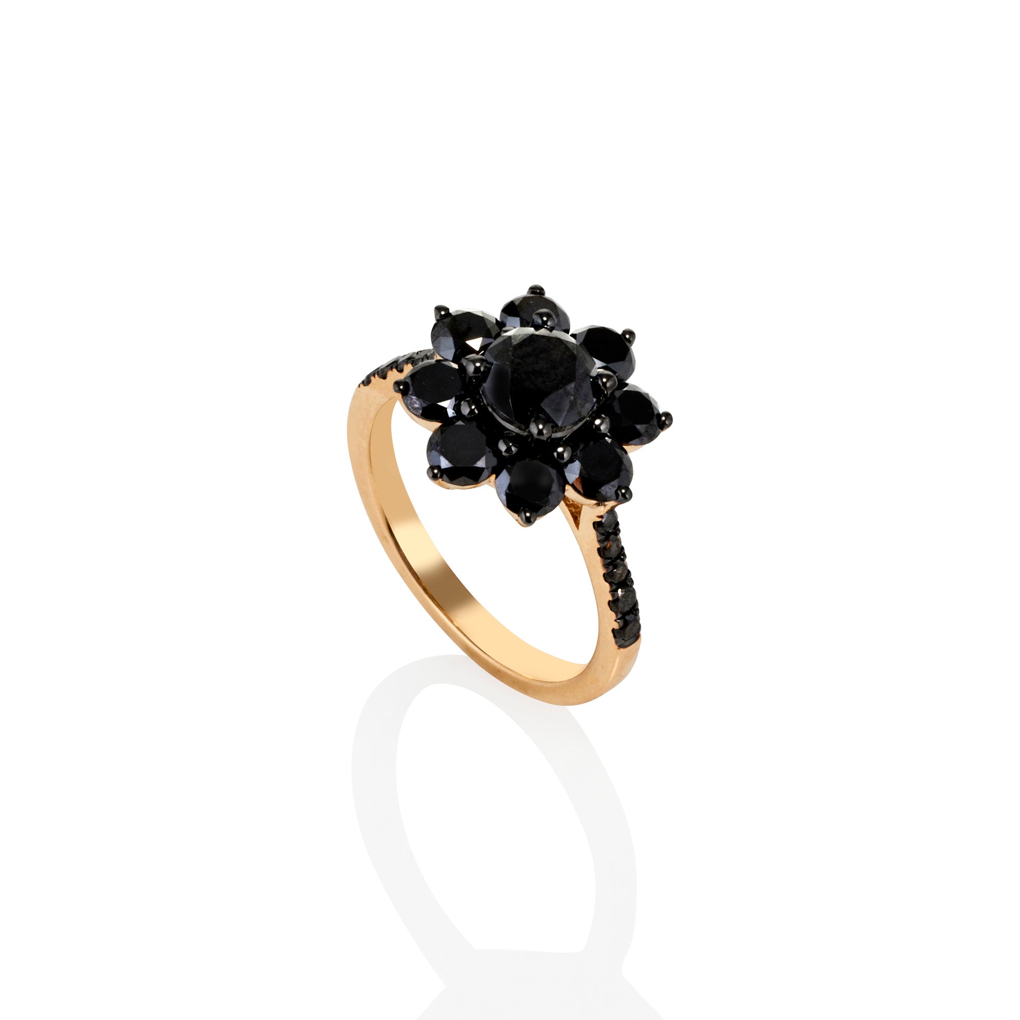 Black Diamond Sunflower Ring