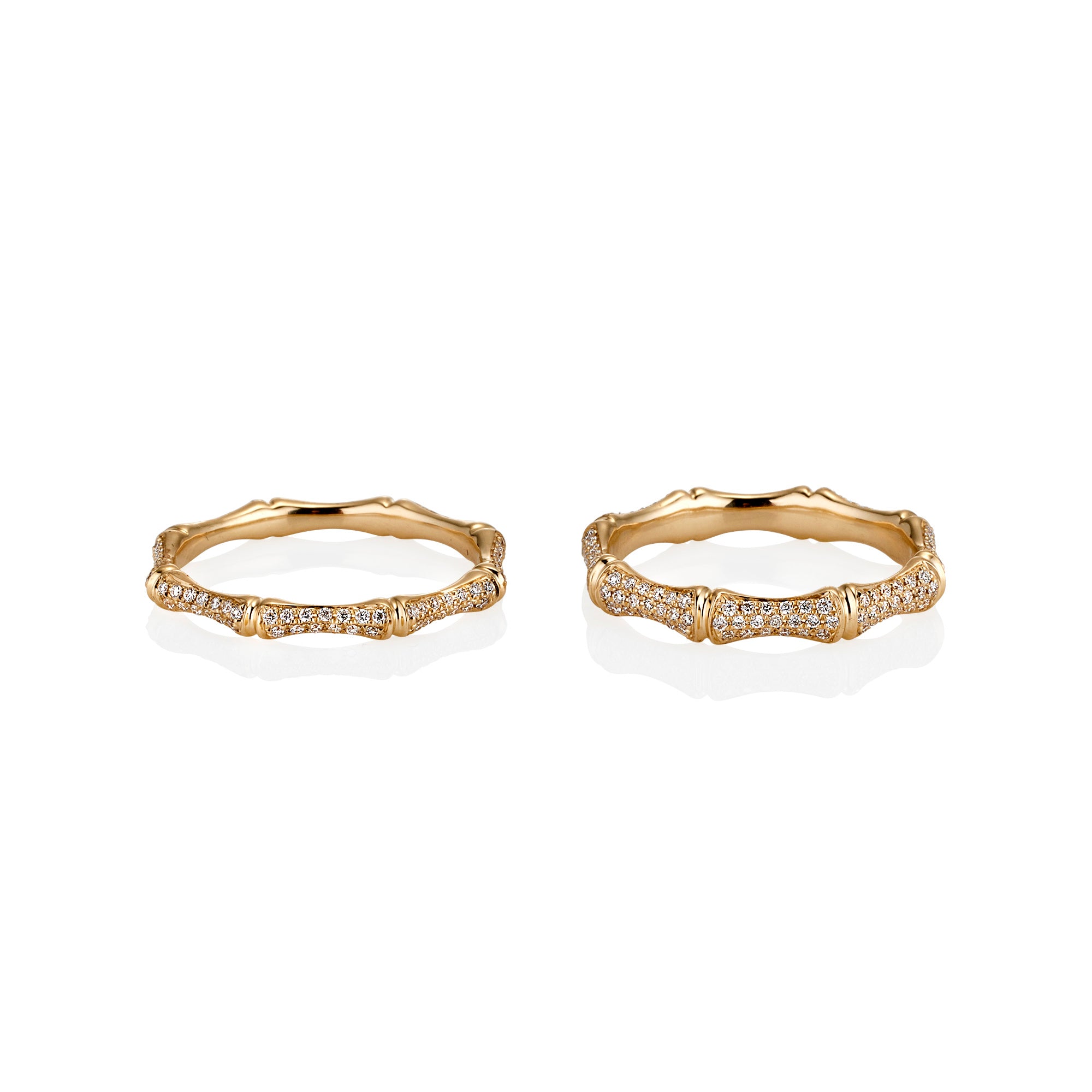 Diamond Bamboo Stacker Rings - Thin