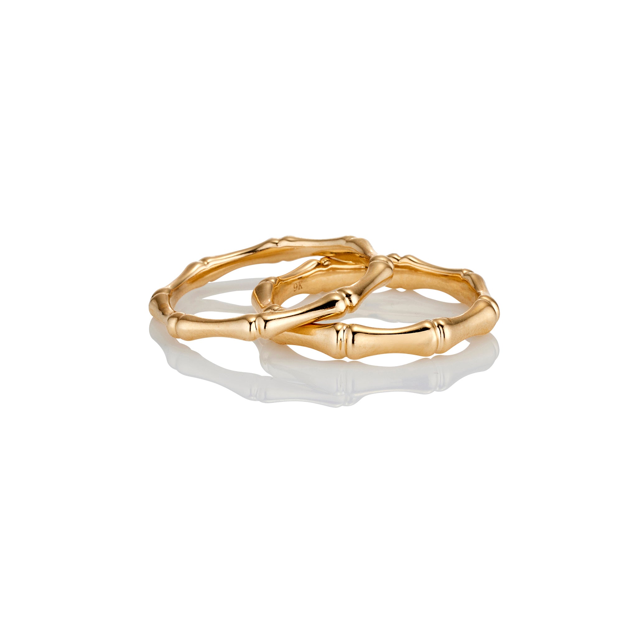 Plain Gold Bamboo Stacker Rings - Thick