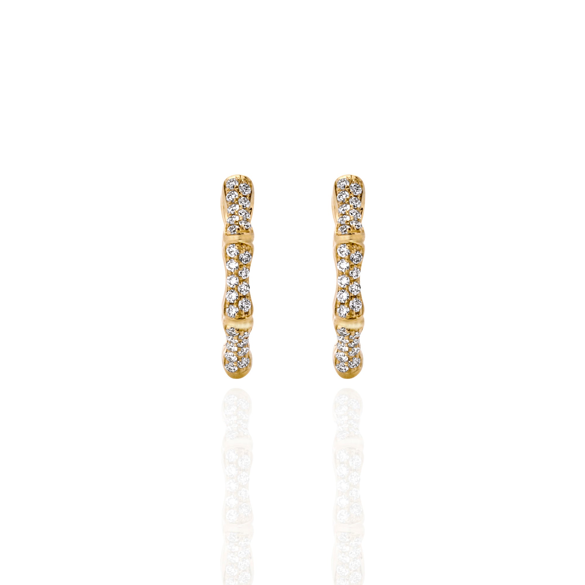 Diamond Bamboo Hoop Earrings