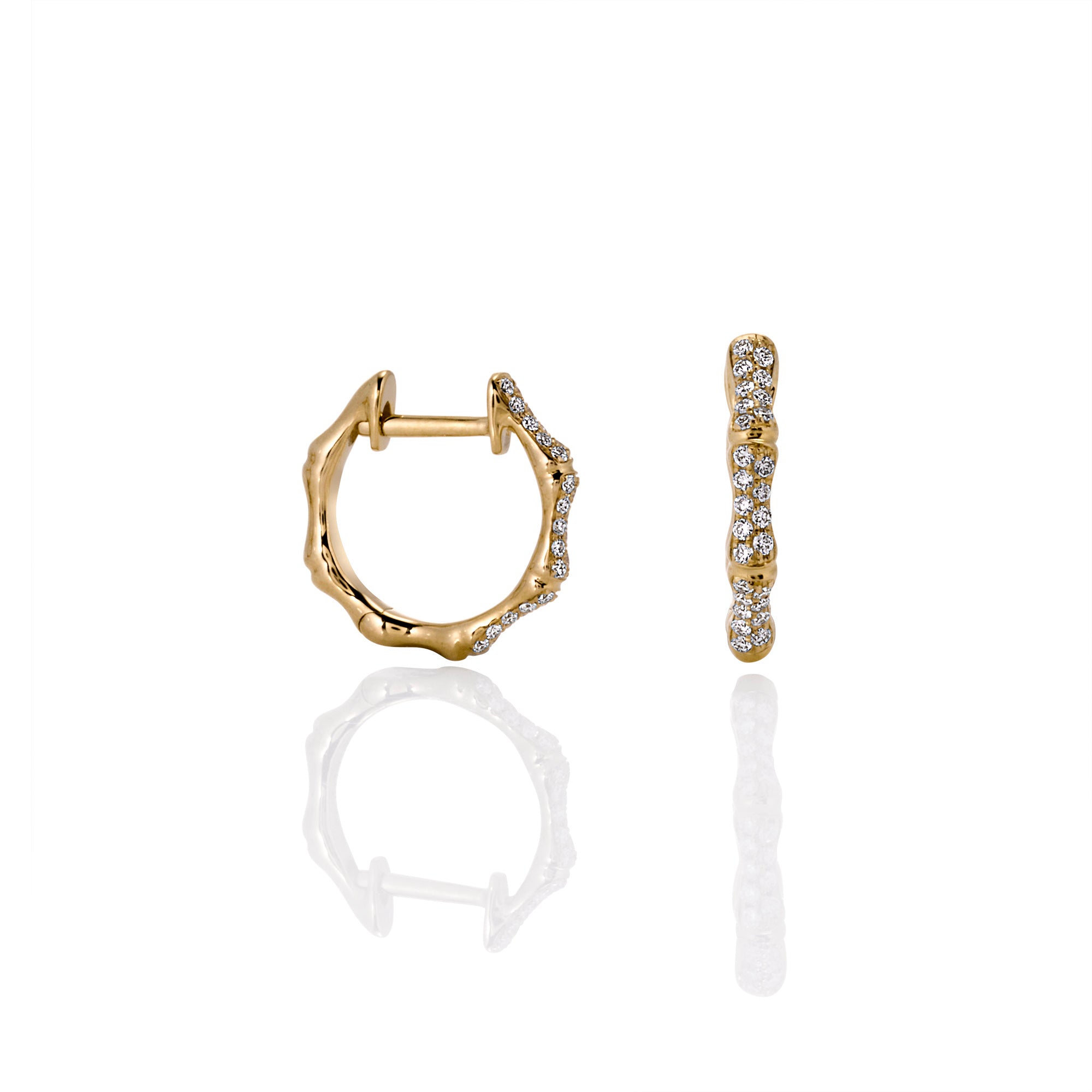 Diamond Bamboo Hoop Earrings