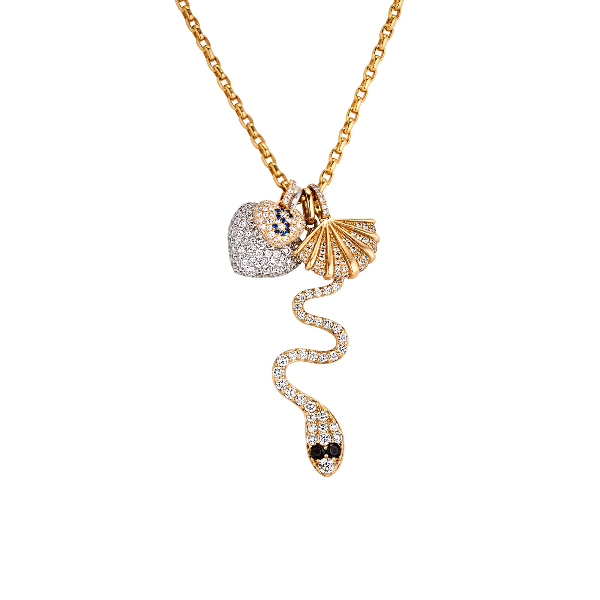 Petite encrusted diamond heart charm with initial