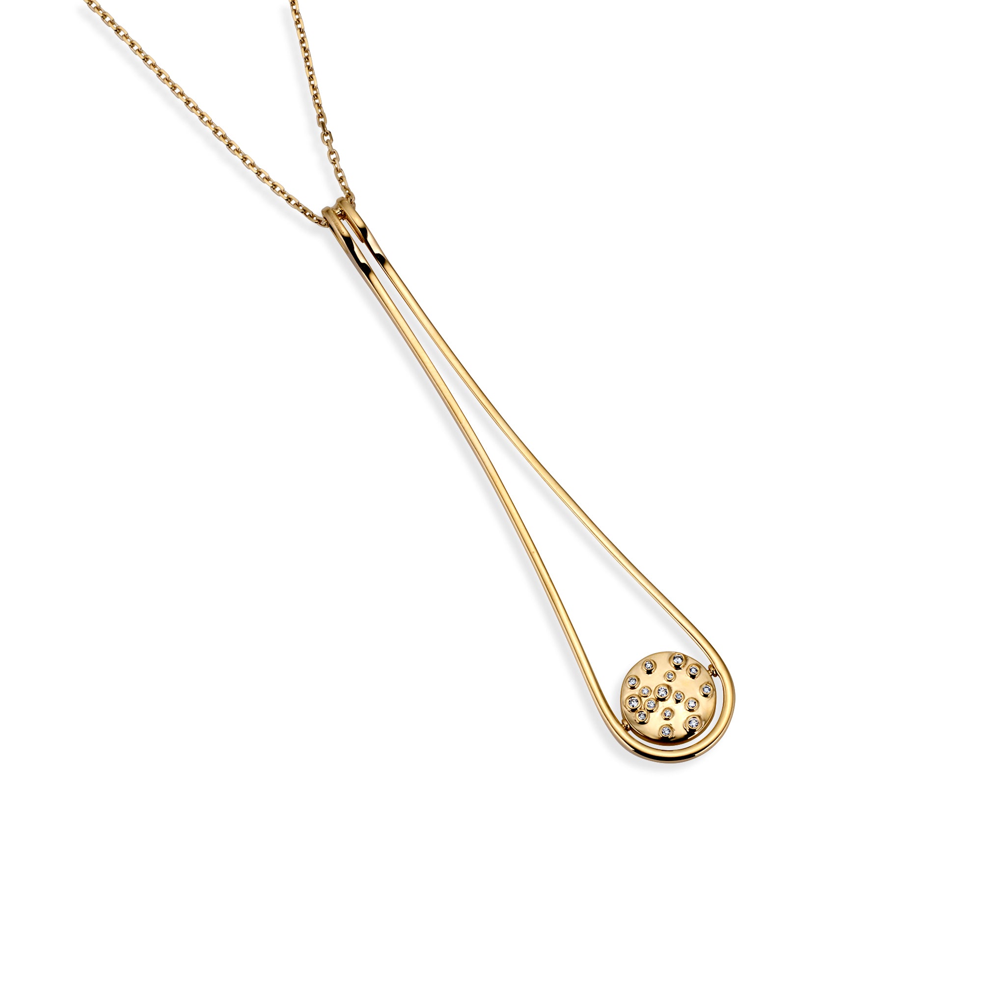 Spinning Diamond Disc Pendant with chain