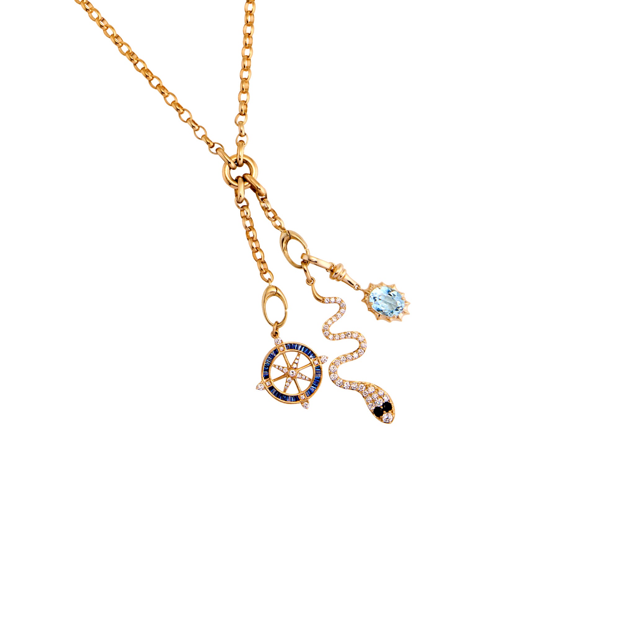 Aqua Marine Squiggle Pendant